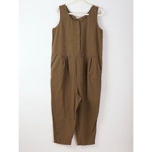 Eileen Fisher System Organic Cotton Crepe Jumpsuit Olive Green - Size Medium